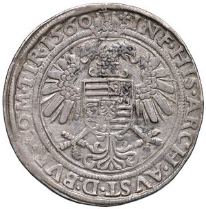 reverse: Austria. Ferdinando I d’Asburgo (1521-1564) imperatore del S.R.I. dal 1556. Guldentaler da 60 kreuzer (Hall) AG gr. 24,59. Davenport 33. Ex asta NAC 136/2022, 443. Raro. Buon BB 