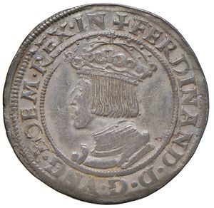 obverse: Austria. Ferdinando I d’Asburgo (1521-1564) imperatore del S.R.I. dal 1556. Pfundner 1530 (Vienna) AG gr. 5,62. Hahn 34. Con cartellino originale di antica raccolta. Bella patina di medagliere, migliore di BB 