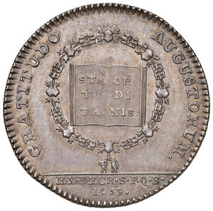 reverse: Austria. Karl von Cobenzl ministro plenipotenziario nei Paesi Bassi austriaci (1712-1770). Medaglia o mezzo tallero 1759 AG gr 13,53 Ø 33 mm. Opus: Jacques Roettiers. Montenuovo 2757. q.FDC 