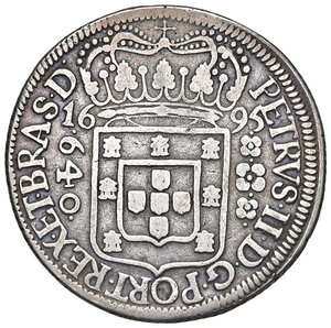 obverse: Brasile. Pietro II (1683-1706). Da 640 reis 1695 (Bahia) AG gr. 18,17. KM 84. BB