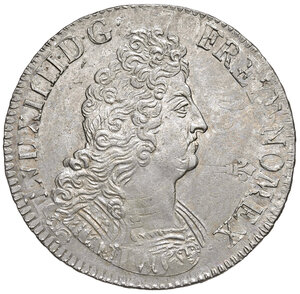 obverse: Francia. Luigi XIV (1643-1715). Scudo 1705-A (Parigi) AG gr. 27,07. Duplessy 1558. Davenport 1322. Tracce di ribattitura su altra moneta, SPL