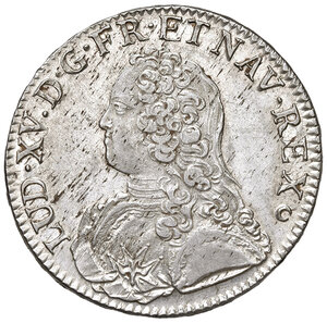 obverse: Francia. Luigi XV (1715-1774). Scudo 1727-E (Tours) AG gr. 29,48. Duplessy 1675. Davenport 1330. Fondi lucenti, q.SPL 