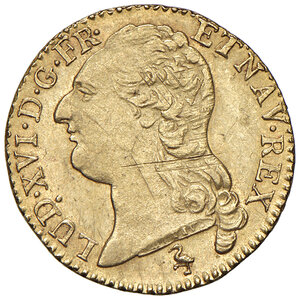 obverse: Francia. Luigi XVI (1774-1792). Luigi 1786-A (Parigi) AV gr. 7,58. Duplessy 1707. Friedberg 475. Graffietti al dr., altrimenti q.SPL 