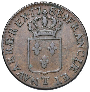 reverse: Francia. Luigi XVI (1774-1792). Soldo 1788-T (Nantes) CU gr. 10,45. Duplessy 1714. Buon BB 