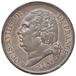 obverse: Francia. Luigi XVIII (1814-1824). Da 5 centesimi 1821-A (Parigi) AE. Essai. Gadoury 137a. Raro. SPL 