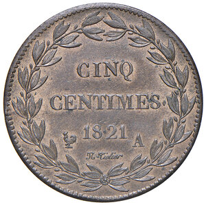 reverse: Francia. Luigi XVIII (1814-1824). Da 5 centesimi 1821-A (Parigi) AE. Essai. Gadoury 137a. Raro. SPL 