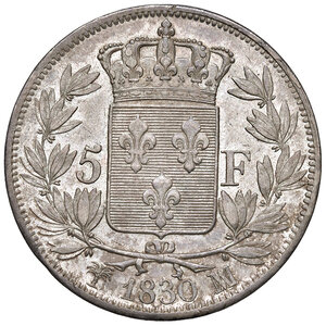 reverse: Francia. Carlo X (1824-1830). Da 5 franchi 1830-MA (Marsiglia) AG. Gadoury 644. q.SPL 