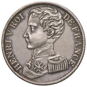 obverse: Francia. Enrico V pretendente (1820-1883). Franco 1831 AG. Gadoury 451. q.SPL 