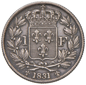 reverse: Francia. Enrico V pretendente (1820-1883). Franco 1831 AG. Gadoury 451. q.SPL 