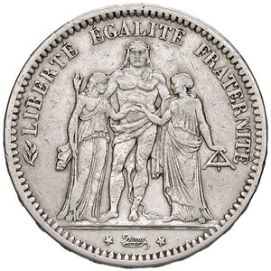 obverse: Francia. Governo de La Comune di Parigi (18 marzo – 28 maggio 1871). Da 5 franchi 1871-A (Parigi) AG. Gadoury 744. Molto rara. q.BB 