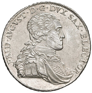 obverse: Germania. Sassonia. Federico Augusto I (1763-1806). Tallero 1794 (Dresda) AG gr. 27,95. Davenport 2701. SPL 