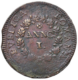 obverse: Fermo. Repubblica Romana (1798-1799). Baiocco anno I (1798) CU gr. 7,60. Pagani 46b. Muntoni 47. Bruni 29. MIR 2921/1. Raro. BB 