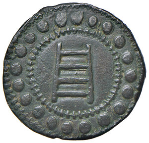 obverse: Firenze. Emissioni delle Compagnie di Arti e Mestieri. Attribuite a Ardinghelli, Falconeri, Scali, Galilei, Malevolti di Siena. Tessera mercantile AE gr. 4,10. Banti 806.  Rara. q.SPL 