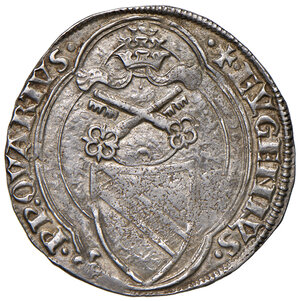 obverse: Eugenio IV (1431-1447). Roma. Grosso (segno rocco: Andrea Begno zecchiere) AG gr. 3,99. Muntoni 20. Berman 306. MIR 308/4.  Molto raro. Debolezza di conio e screpolature del metallo, altrimenti q.SPL