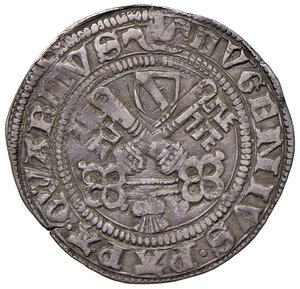 obverse: Eugenio IV (1431-1447). Bologna. Grossone AG gr. 2,42. Muntoni 34. Berman 314. Chimienti 140. MIR 319/4.  Molto raro. Lieve infrazione del tondello, altrimenti BB 