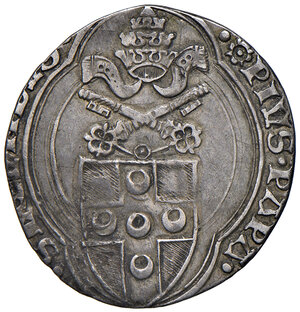 obverse: Pio II (1458-1464). Roma. Grosso (segno M sormontata da croce doppia: Emiliano Orfini zecchiere) AG gr. 3,15. Muntoni 13. Berman 364. MIR 362/2. Conio di Emiliano Orfini. Rarissimo. Lievemente tosato, altrimenti BB