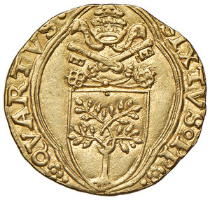 obverse: Sisto IV (1471-1484). Roma. Fiorino di camera (segno rosa pentafilla: Pier Paolo della Zecca zecchiere) AV gr. 3,38. Muntoni 12. Berman 448. MIR 452/1. Ex Asta Internazionale del Titano 47/1992, 697. SPL