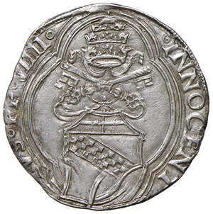 obverse: Innocenzo VIII (1484-1492). Roma. Grosso AG gr. 3,50. Muntoni 5. Berman 498. MIR 489/1. Mosso di conio al dr., altrimenti migliore di BB 