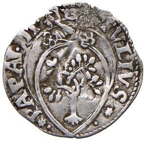 obverse: Giulio II (1503-1513). Macerata. Bolognino marchigiano AG gr. 0,58. Muntoni 111. Berman 615. MIR 596/4. Rarissimo. Foro otturato, altrimenti BB 