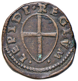 reverse: Giulio II (1503-1513). Reggio Emilia. Doppio bagattino AE gr. 4,32. Muntoni 207. Berman 621. MIR 609. Molto raro. Tondello di notevole spessore, migliore di BB 