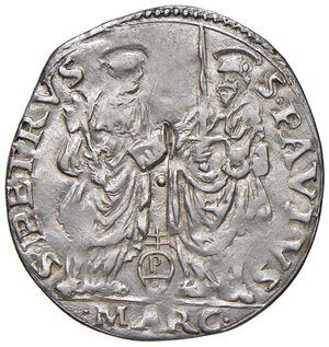 reverse: Leone X (1513-1521). Ancona. Giulio AG gr. 3,35. Muntoni 68. Berman 670. Dubbini-Mancinelli pag. 105 (3° tipo). MIR 676 (zecca della Marca Anconitana: Macerata o Ancona). Villoresi 205. Molto raro. Buon BB 