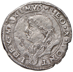 obverse: Leone X (1513-1521). Bologna. Giulio 1516-1519 (armetta card. Giovanni de’Medici legato) AG gr. 3,67. Muntoni –. Berman –. Chimienti 261. MIR 654/1.  Della più grande rarità. Corrosioni, altrimenti q.BB 