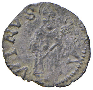 reverse: Leone X (1513-1521). Fermo. Quattrino MI gr. 0,50. Muntoni 121 var. Berman 701. MIR 663 var. Bellesia Fermo 1/B (questo esemplare illustrato). Questa variante, con l’interruzione della legenda del rovescio in S SA – VINVS, è segnalata dal CNI (vol. XIII), al n. 4, sulla scorta dell’esemplare riportato dal Catalani nelle Memorie della zecca fermana (1783). Ex listino a prezzi fissi Numismatica Picena 3/2011, 239. Rarissimo. q.SPL