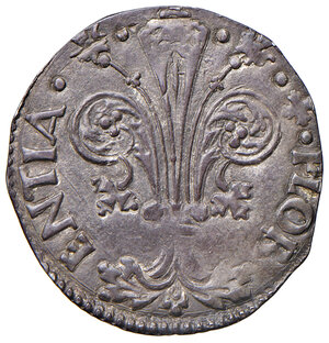 obverse: Firenze. Repubblica sec. XIII-1532. Emissioni del sec. XV. Grosso da 6 soldi e 8 denari I semestre 1485 (segno stemma Carducci con L sopra: Lorenzo Carducci) AG gr. 2,13. Bernocchi 3326. MIR 63/4. Patina di medagliere, SPL 