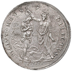 reverse: Firenze. Ferdinando I de’ Medici (1587-1609). II periodo: granduca, 1588-1609. Piastra 1589 AG gr. 32,64. Galeotti XXVII, 2/16. Ravegnani Morosini 9. MIR 242/2.  Rara. Consuete screpolature del metallo, altrimenti SPL/q.SPL 