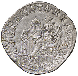 reverse: Gregorio XIII (1572-1585). Roma. Testone AG gr. 9,08. Muntoni –. Berman –. MIR –. Variante inedita con RO (ROMA) sotto al busto. Apparentemente inedito. Tracce di ribattitura, altrimenti BB