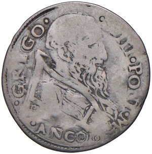 obverse: Gregorio XIII (1572-1585). Ancona. Giulio AG gr. 2,71. Muntoni 309. Berman 1223. Dubbini-Mancinelli pag. 161 (2° tipo). MIR 1220/1. Villoresi 302.  Della più grande rarità, MB 