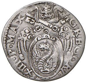 obverse: Gregorio XIII (1572-1585). Ancona. Giulio AG gr. 3,00. Muntoni 311 var. I. Berman 1225. Dubbini-Mancinelli pag. 162 (5° tipo). MIR 1223/2. Villoresi 305 c).  Molto raro. q.BB/MB 