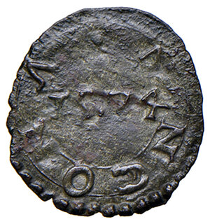 obverse: Gregorio XIII (1572-1585). Ancona. Mezzo quattrino 1574 MI gr. 0,18. Muntoni 337. Berman 1237. Dubbini-Mancinelli pag. 166. MIR 1236/1. Villoresi 285.  Ex asta Artemide 6 settembre 2001, 40. Rarissimo. Buon BB 