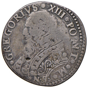 obverse: Gregorio XIII (1572-1585). Fano. Testone AG gr. 8,06. Muntoni 373. Berman 1259. Ciavaglia 23. MIR –. Molto raro. Tosato, MB/q.BB 