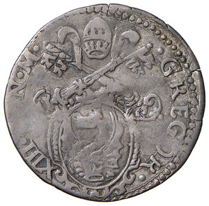 obverse: Gregorio XIII (1572-1585). Fano. Giulio AG gr. 2,75. Muntoni 384. Berman 1264. Ciavaglia 28. MIR 1263/1. Ex listino a prezzi fissi Baranowsky I semestre 2003, 291. Rarissimo. Traccia di foro otturato, q.BB/MB 