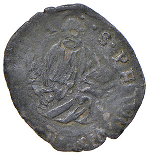 reverse: Sede Vacante 10 – 21 aprile 1585 (Camerlengo card. Filippo Guastavillano). Macerata. Quattrino MI gr. 0,60. Muntoni –. Berman –. MIR 1298/4. Rarissimo. q.BB 