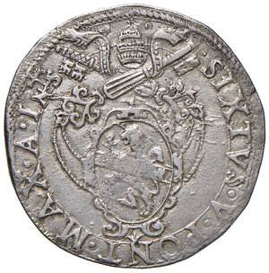 obverse: Sisto V (1585-1590). Roma. Testone anno I AG gr. 9,60. Muntoni –. Berman 1327. MIR 1309/3. Raro. Migliore di BB 