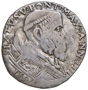 obverse: Sisto V (1585-1590). Roma. Testone 1587 anno III AG gr. 9,03. Muntoni 15 (unico, ubicazione ignota). Berman 1316. MIR 1304/1 (questo esemplare illustrato in aggiunte e correzioni, vol. IV, pag. 520). Della più grande rarità. MB