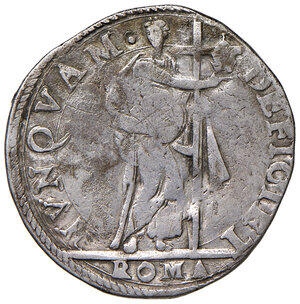 reverse: Sisto V (1585-1590). Roma. Testone 1587 anno III AG gr. 9,03. Muntoni 15 (unico, ubicazione ignota). Berman 1316. MIR 1304/1 (questo esemplare illustrato in aggiunte e correzioni, vol. IV, pag. 520). Della più grande rarità. MB