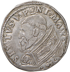 obverse: Sisto V (1585-1590). Roma. Testone AG gr. 9,37. Muntoni 16. Berman 1317. MIR 1304/2. Molto raro. Graffietti al rov., altrimenti BB 