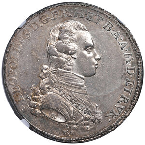 obverse: Firenze. Pietro Leopoldo I di Lorena (1765-1790). Francescone 1781 AG. Galeotti VII, 14/6. MIR 380/6. In slab NGC MS 60, cert. n. 6647133-011. Migliore di SPL 