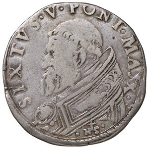 obverse: Sisto V (1585-1590). Roma. Testone AG gr. 7,82. Muntoni –. Berman –. MIR 1308/1. Della massima rarità. q.BB/MB 