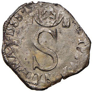 obverse: Sisto V (1585-1590). Avignone. Da 6 bianchi 1588 MI gr. 4,61. Muntoni –. Berman 1390. MIR 1350/5.  Rarissimo. Tondello irregolare e consuete debolezze di conio, altrimenti q.FDC