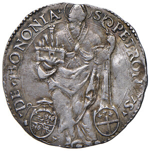 reverse: Sisto V (1585-1590). Bologna. Giulio 1586-1587 (armetta card. Enrico Caetani legato) AG gr. 3,31. Muntoni 100. Berman 1364. Chimienti 393. MIR 1357/2. Buon BB 