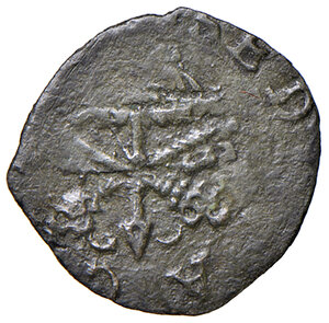 obverse: Sede Vacante I: 27 agosto – 15 settembre 1590 e II: 27 settembre – 5 dicembre 1590 (Camerlengo card. Enrico Caetani). Montalto. Quattrino MI gr. 0,67. Muntoni 17. Berman 1407. MIR 1402/2. Molto raro. q.BB 