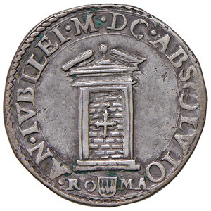 reverse: Clemente VIII (1592-1605). Roma. Testone anno santo 1600/X AG gr. 9,25. Muntoni 13. Berman 1440. MIR 1459/6. Lievi graffietti al dr., altrimenti buon BB 