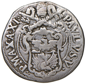 obverse: Paolo V (1605-1621). Roma. Testone anno XI AG gr. 9,04. Muntoni 83a. Berman 1564. MIR 1557/2 (questo esemplare illustrato).  Traccia di appiccagnolo rimosso, altrimenti q.BB 