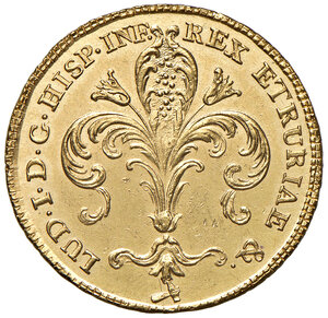 obverse: Firenze. Ludovico di Borbone (1801-1803). Ruspone 1803 AV. Pagani 3. MIR 414/2. Raro. Ritocchi sui fondi, altrimenti SPL 