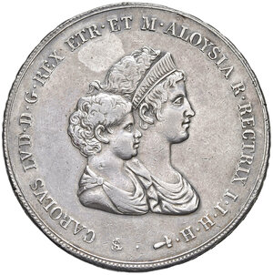 obverse: Firenze. Carlo Ludovico di Borbone e Maria Luigia reggente (1803-1807). Dena 1807 AG. Pagani 27. MIR 423. Lievi segnetti nei campi, altrimenti buon BB 