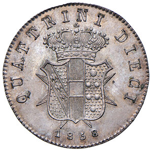 reverse: Firenze. Leopoldo II di Lorena (1824-1859). Da 10 quattrini 1858 AG. Pagani 167. MIR 461. q.FDC